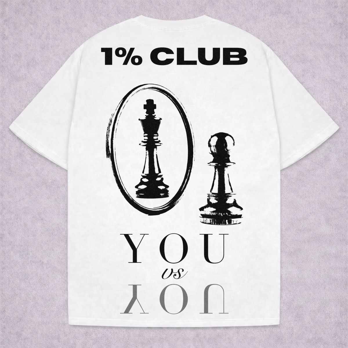1% CLUB — camiseta blanca MIRROR, You vs You, espalda
