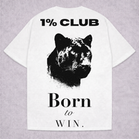 1% CLUB — camiseta blanca PANTHER, Born to win, espalda