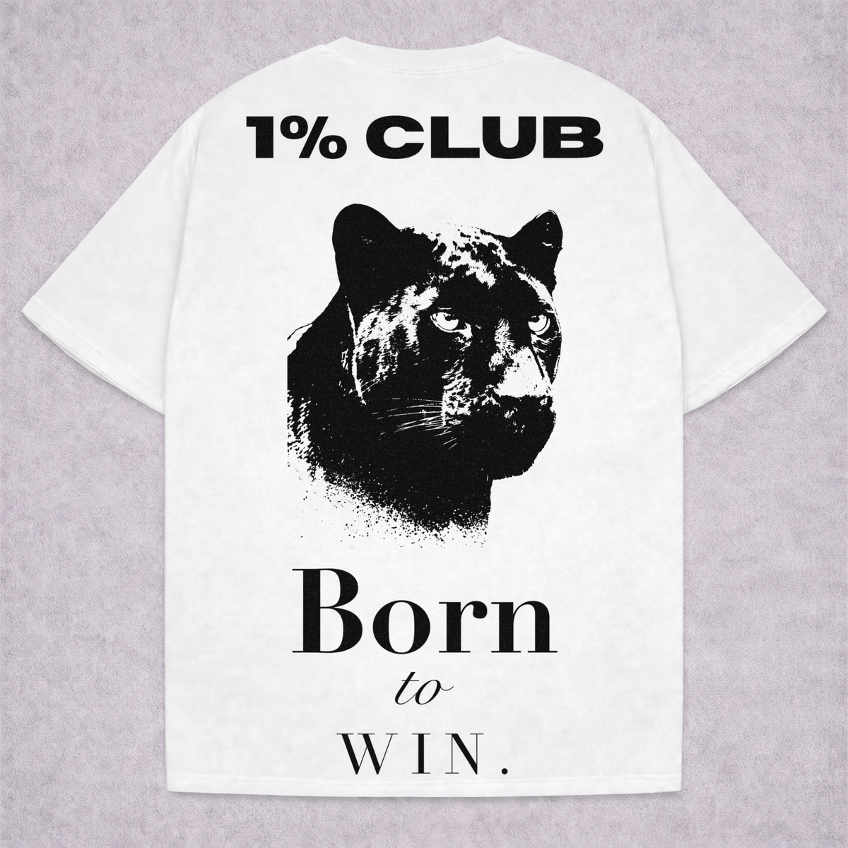 1% CLUB — camiseta blanca PANTHER, Born to win, espalda